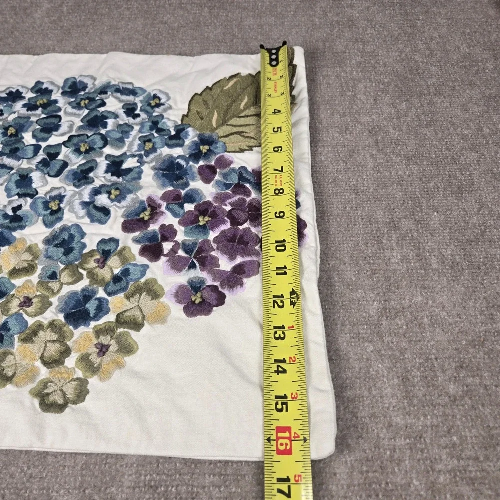 Pottery Barn Hydrangea Embroidered Cotton Pillow Sham Covers Set of 2